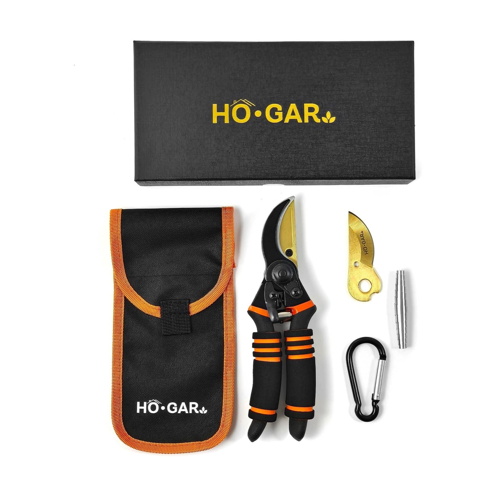 HO.GAR Premium Titanium Bypass Pruning Shears Kit: Heavy Duty Professional Hand Pruners, Gardening Scissors, Ergonomic