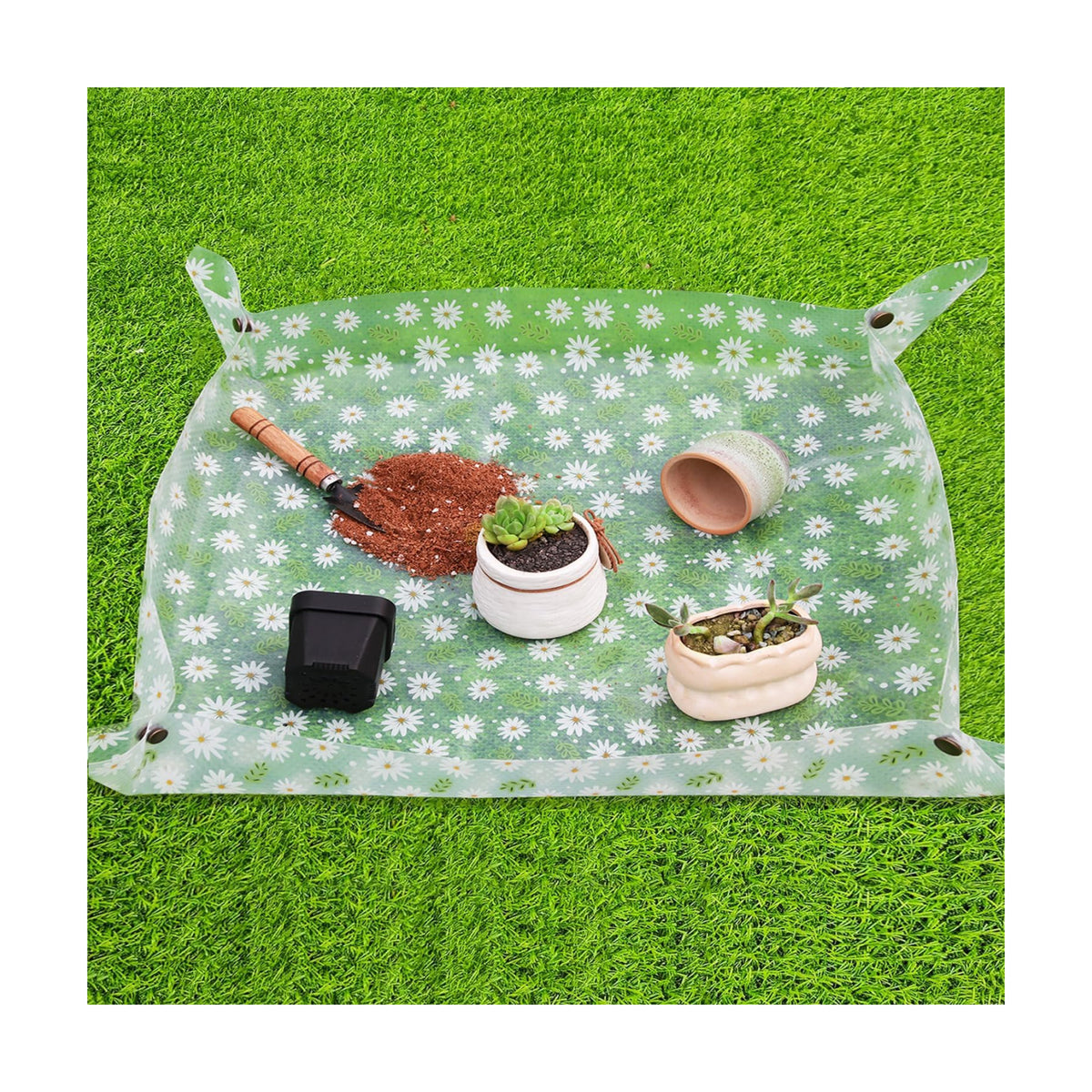 Repotting Mat for Indoor Plants Waterproof Clear Potting Mat Foldable Plant Potting Repotting Tray Portable Gardening Tray for Indoor Potting Soil, Gardening Gifts for Women 31.5 x 23.6(Leaves)