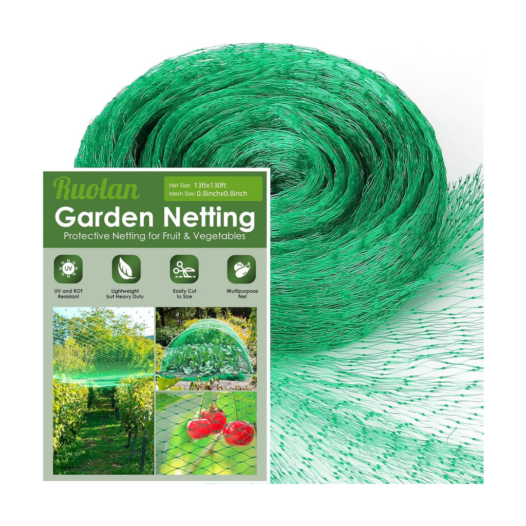 13X130FTRuolan Bird Netting for Garden Protect Vegetable Plants and Fruit Trees,Plastic Trellis Netting for Birds