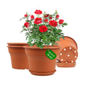Pottiffe 16 inch Plastic-Flower-Pot-for-Indoor-Plants, 4 Pack Large Outdoor Planter Pot with Drainage Holes & Saucers