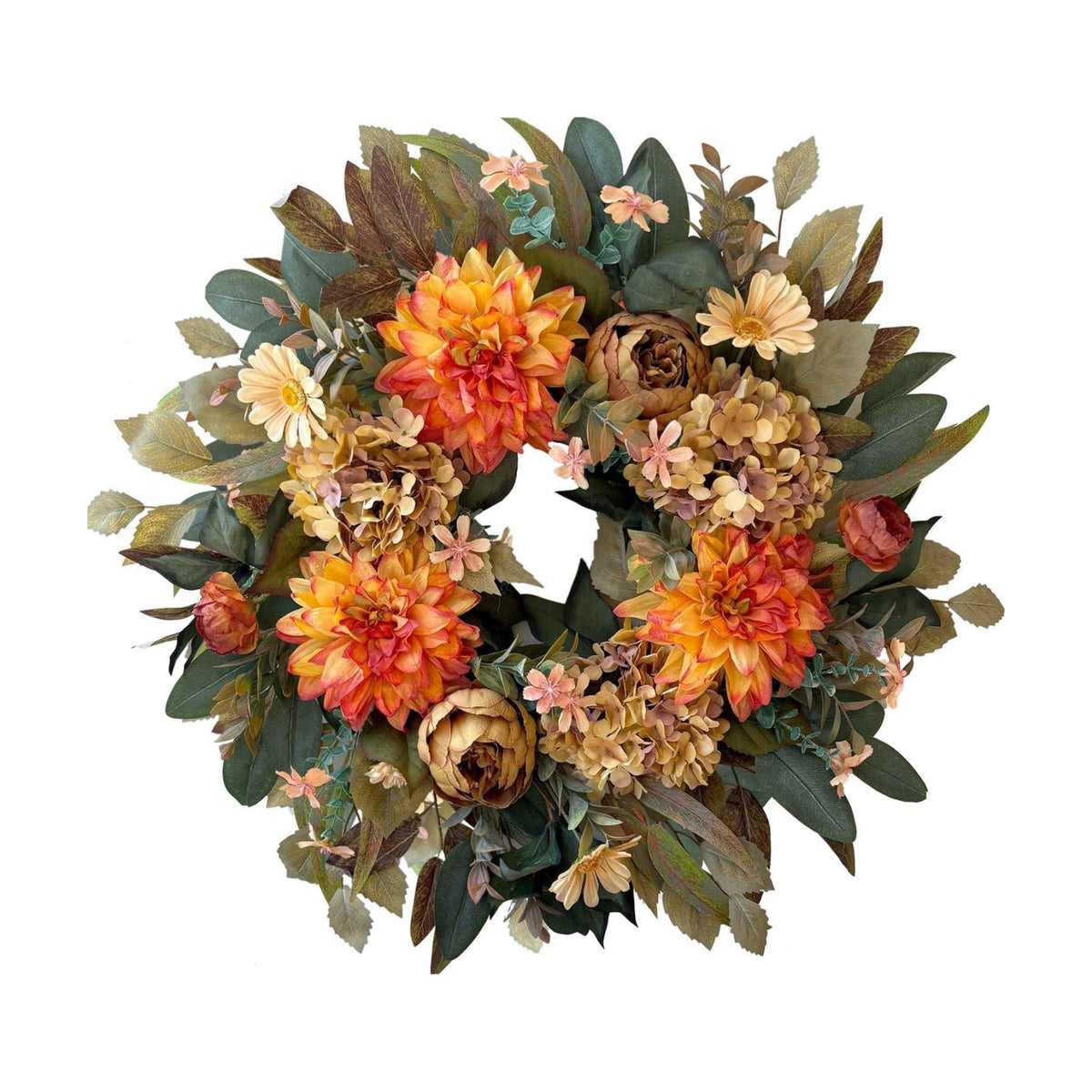 WANNA-CUL 24in Fall Front Door Wreath Dahlia Hydrangea Peony Table Decor