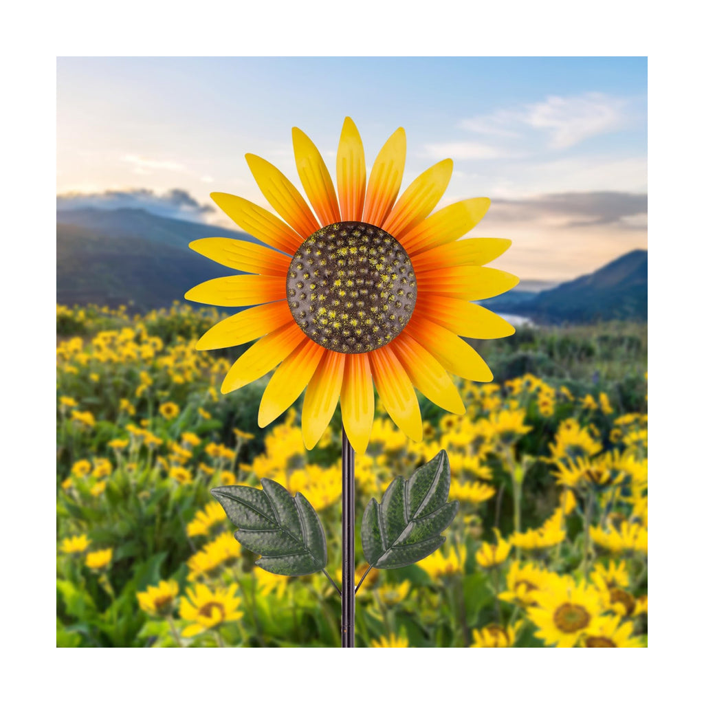 Sunflower Wind Spinner Outdoor,Garden Windmill for Yard Decor | Sunflower Windmills Lawn Decor,Metal Flower Garden