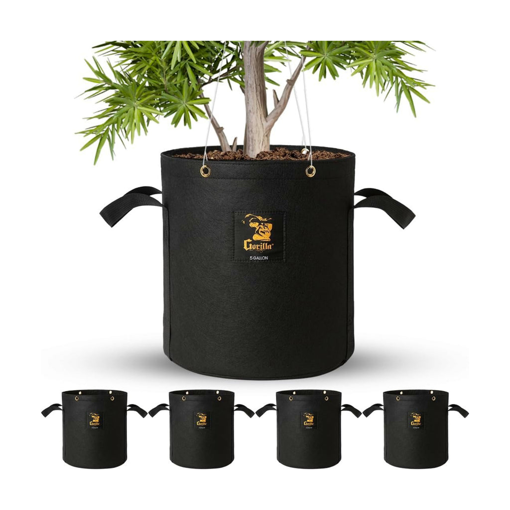 Gorilla 5 Gallon Grow Bags with Reinforced Handles – Thickest 600g, Breathable, BPA-Free Fabric Pot for Garden or