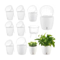 Self-Watering Pots for Indoor Plants, 8-Pack Self Watering Planter with Drainage Holes, Small African Violet Pots with Water Indicator, 5 Packs 5''/3 Pack 6.7'' Orchid Pot, White