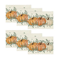 Artoid Mode Orange Pumpkin Eucalyptus Fall Placemats Set of 6, 12x18 Inch Seasonal Table Mats for Table Runner Party Kitchen Dining Decoration