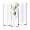 Olrla Clear Cylindrical Acrylic Vase, Set of 3, Shatterproof
