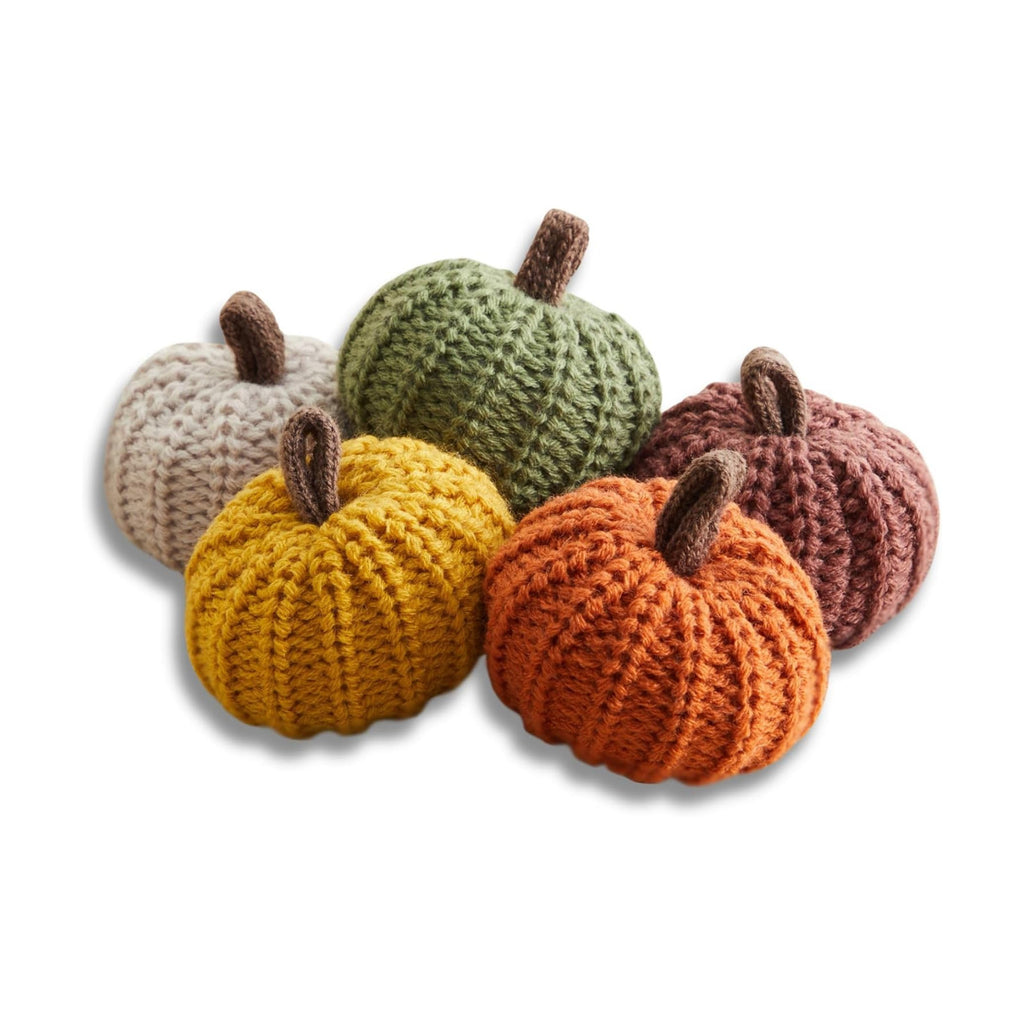 Set of 5 Mini Knit Pumpkins, Thanksgiving Table Centerpiece, Anthropology Home, Pottery Farmhouse and Barn Fall Décor, Bowl and Basket Filler, Autumnal Aesthetic, Cute Shelf Sitter, Hygge (Autumn Set)
