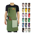 Kitchen Apron, Work Apron, Canvas Apron, Olive | Multiple Pockets, Gardening, Painting, BBQ, Artist, Carpenter, Sizes M
