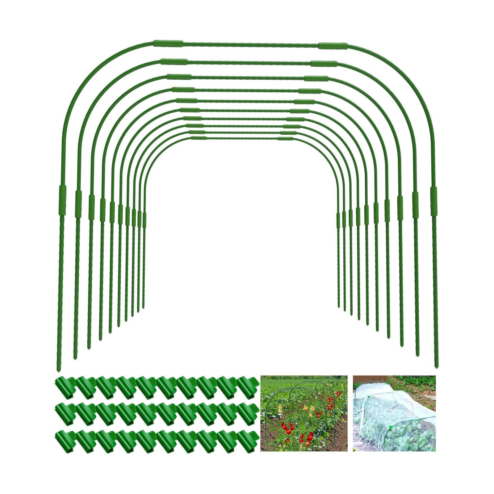 Garden Hoops for Raised beds, 10 Sets DIY Rust-Free Garden Tunnel 32.3"x 32.3" Greenhouse Hoops for Row Cover Garden