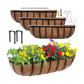 DUNCHATY 24 Inch Railing Planter 4 Pack - Adjustable Metal Window Box Planter with Coco Liner for Deck Balcony Porch