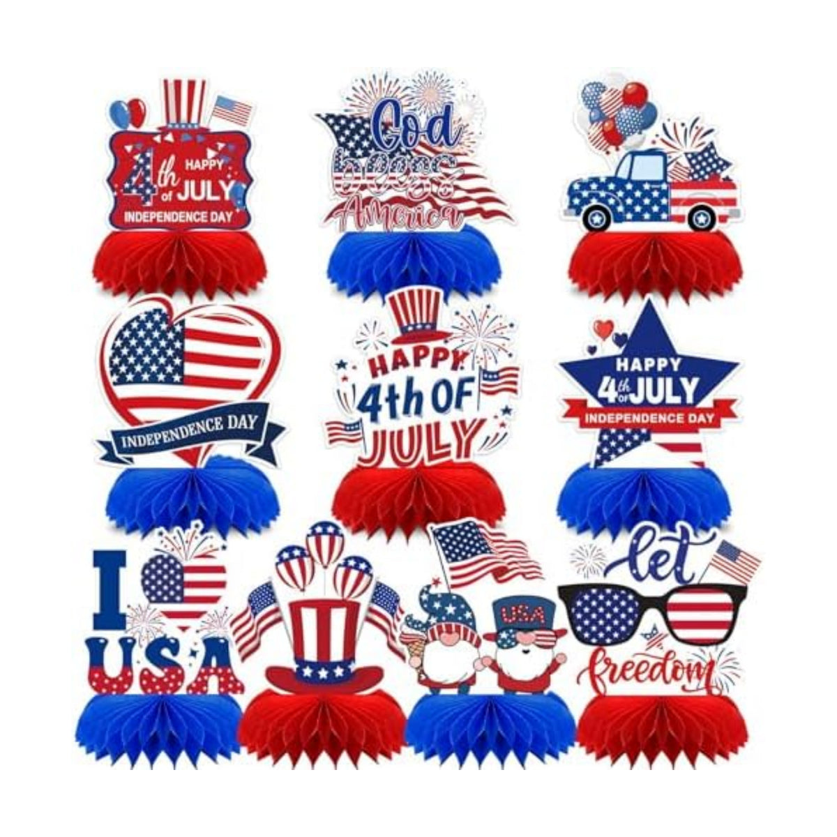 4th of July Decorations, 10PCS Patriotic Centerpiece for Table