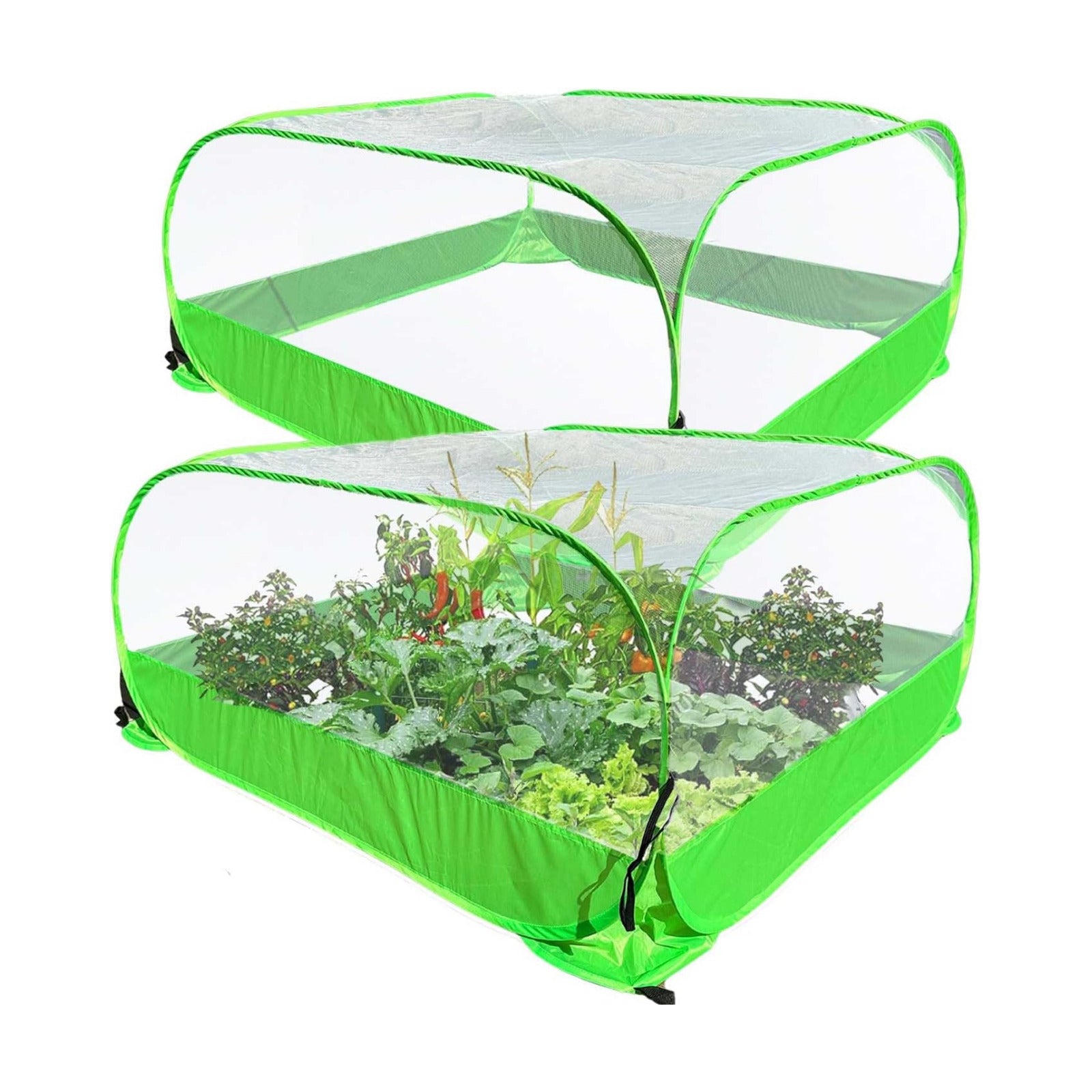 Pop Up Garden Mesh Plant Cover 2Pcs Outdoor Plant Protector Mesh Plant Enclosure Raised Bed Garden Bird and Pest