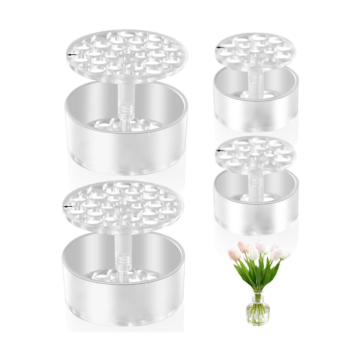 4 Spiral 360° Rotating Ikebana Stem Holder, Spiral Grid for Flowers