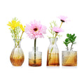 Glass Bud Vases Set of 4, Small Brown Flower Vases for Wedding Centerpieces