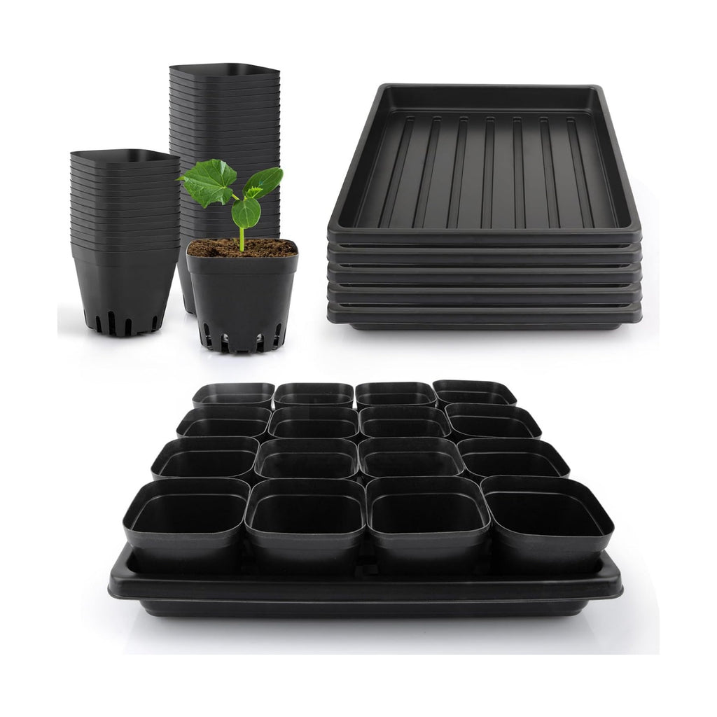 80Pcs 2.5inch Square Nursery Pots with 5Pcs Seed Starting Trays, Seed Starter Tray Kit, Seeds Starting Germination