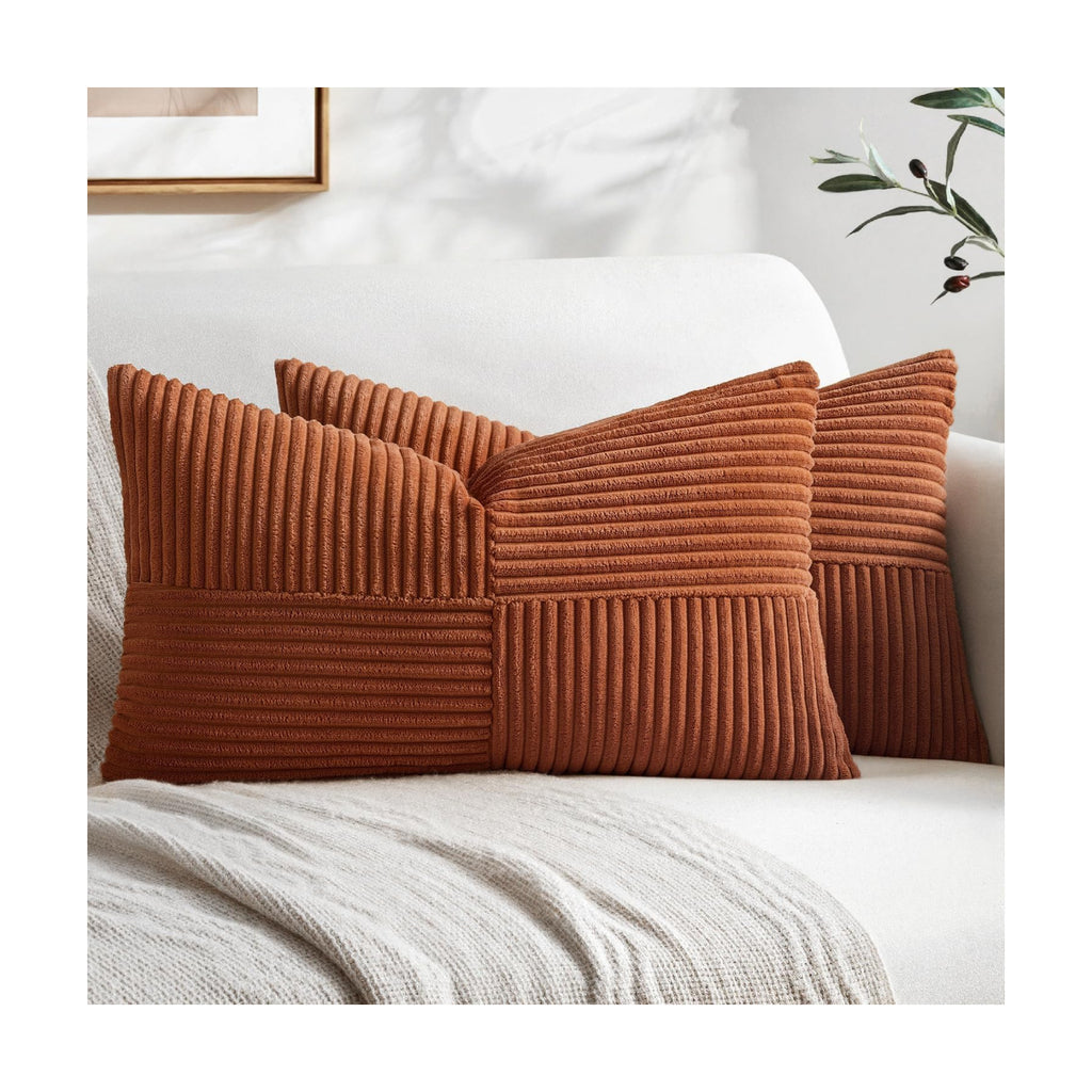 MIULEE Fall Rust Decorative Lumbar Throw Pillow Covers 12x20 Inch 2 Pack