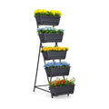 5 Tier Vertical Garden Planter Grey Herb Garden Planter for Outdoor Plants Vertical Raised Garden Bed Standing Tiered