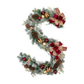 Christmas Garland for Front Door, 6 Foot Artificial Unlit Winter Garland with Pine Cones, Berry Clusters, Burgundy Ball Ornaments and Ribbon for Thanksgiving Holiday Christmas Decoration