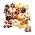 23Pcs Fake Pumpkins Fall Thanksgiving Decorations,Plastic Pumpkins with Acorns,Maple Leaves,Pine cones,Berries, Artificial Mini Pumpkin Decorating Harvest Home Decor Centerpiece Table Decorations