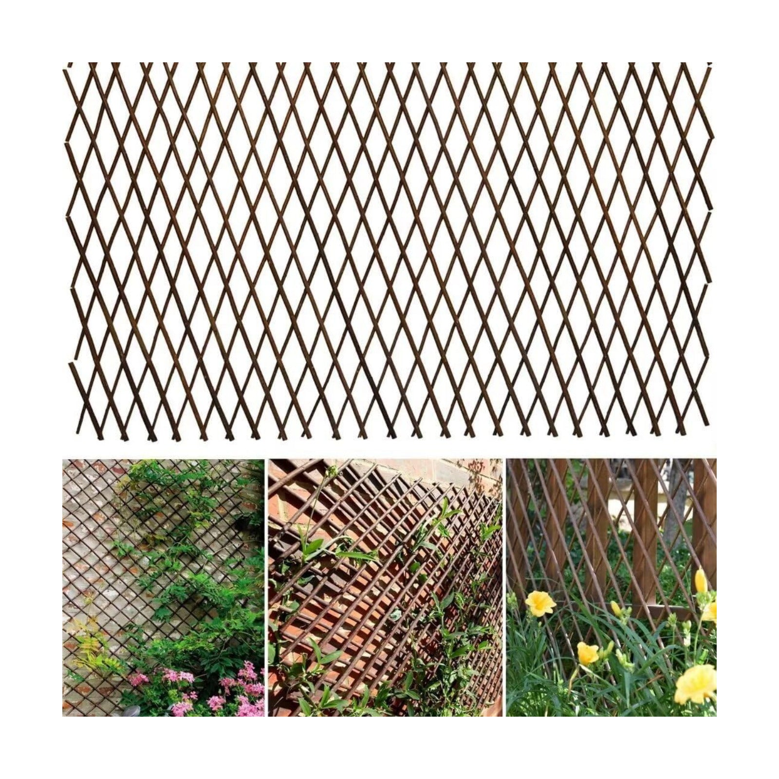 GLANT Lattice Fence Expandable Plant Climbing Trellis, Open Screen Willow Fencing