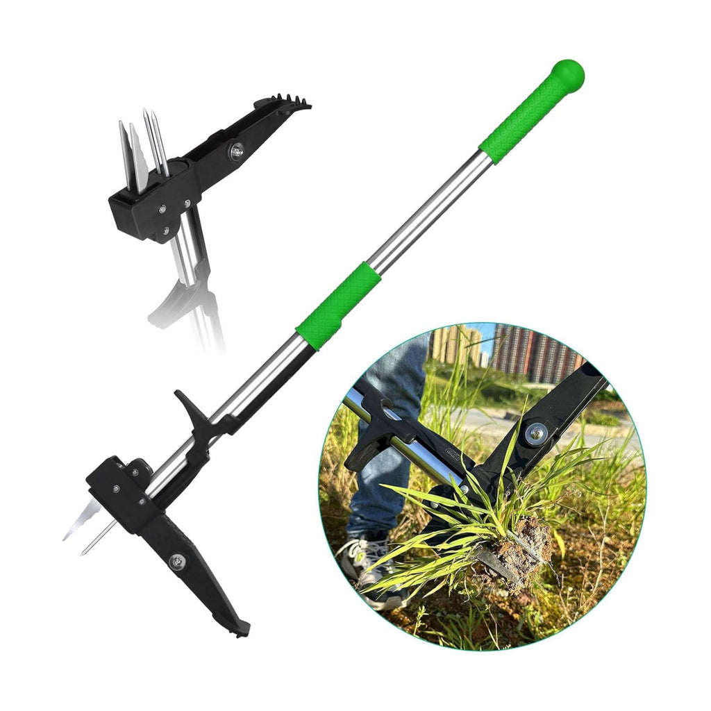Weed Puller Tool, Stand Up 38.97in Heavy Duty Long Handle Garden Weeding Tool with 4 Claws Gardening Uprooting Manual