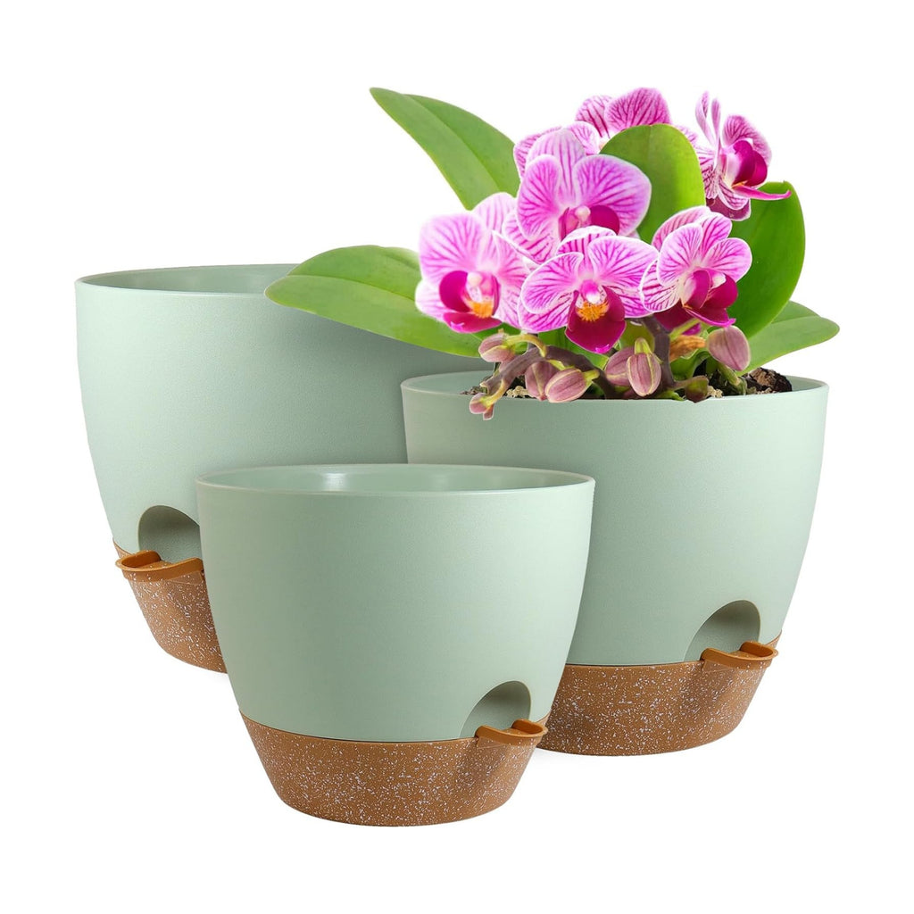 WSMKSZ 10/9/8 inch Self Watering Pots, Planter, Plant Pots with Mesh Drainage Holes for Indoor Outdoor Garden Plants