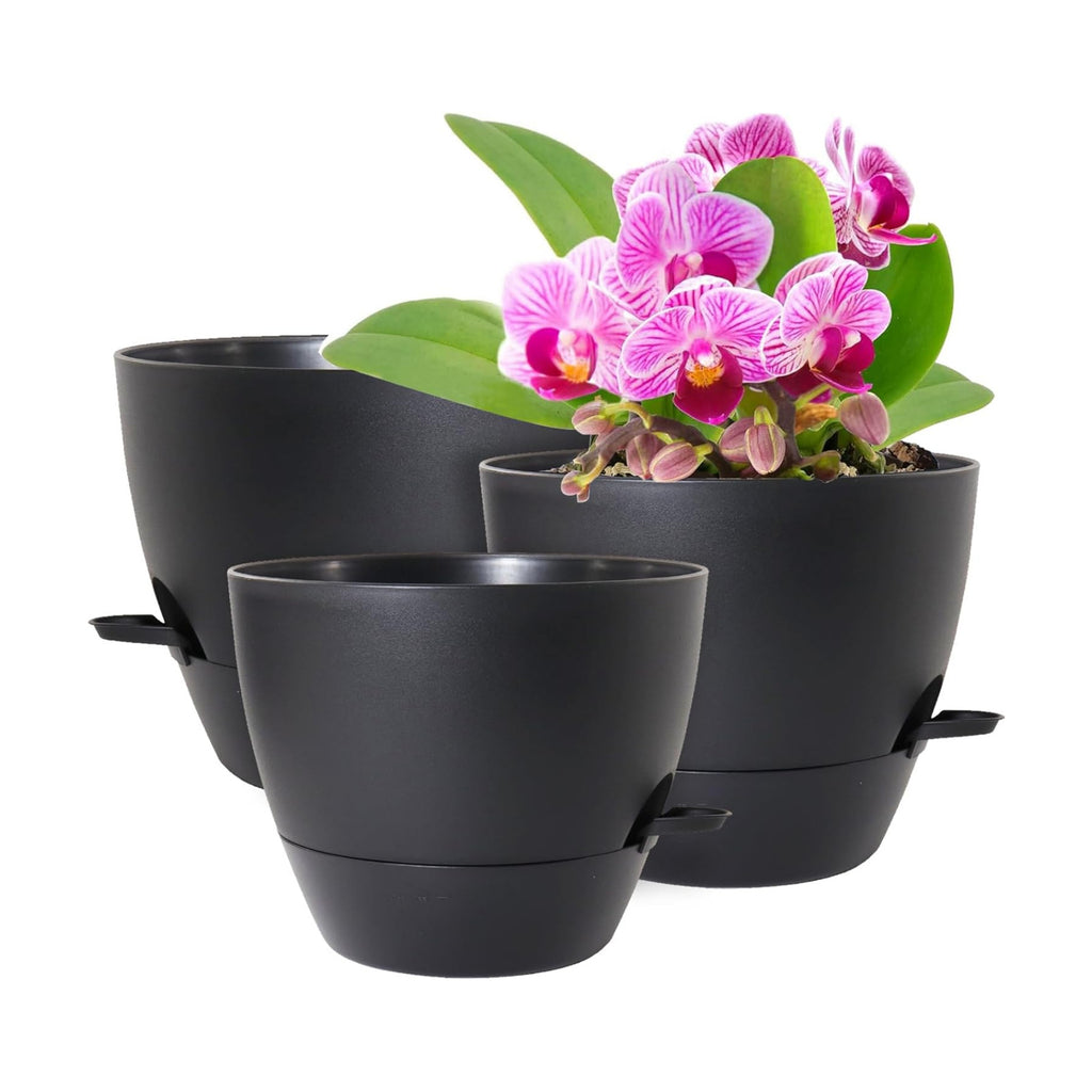 WSMKSZ 12/10/9 inch Large Self Watering Pots, Planter, Plant Pots with Mesh Drainage Holes for Indoor Outdoor Garden