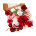 Floweroyal Artificial Flowers Combo Red Flowers Mix Silk Flowers Dahlia Roses with Stems for DIY Wedding Bridal Bouquets, Baby Shower, Floral Arrangement, Table Centerpieces, Home Decorations.