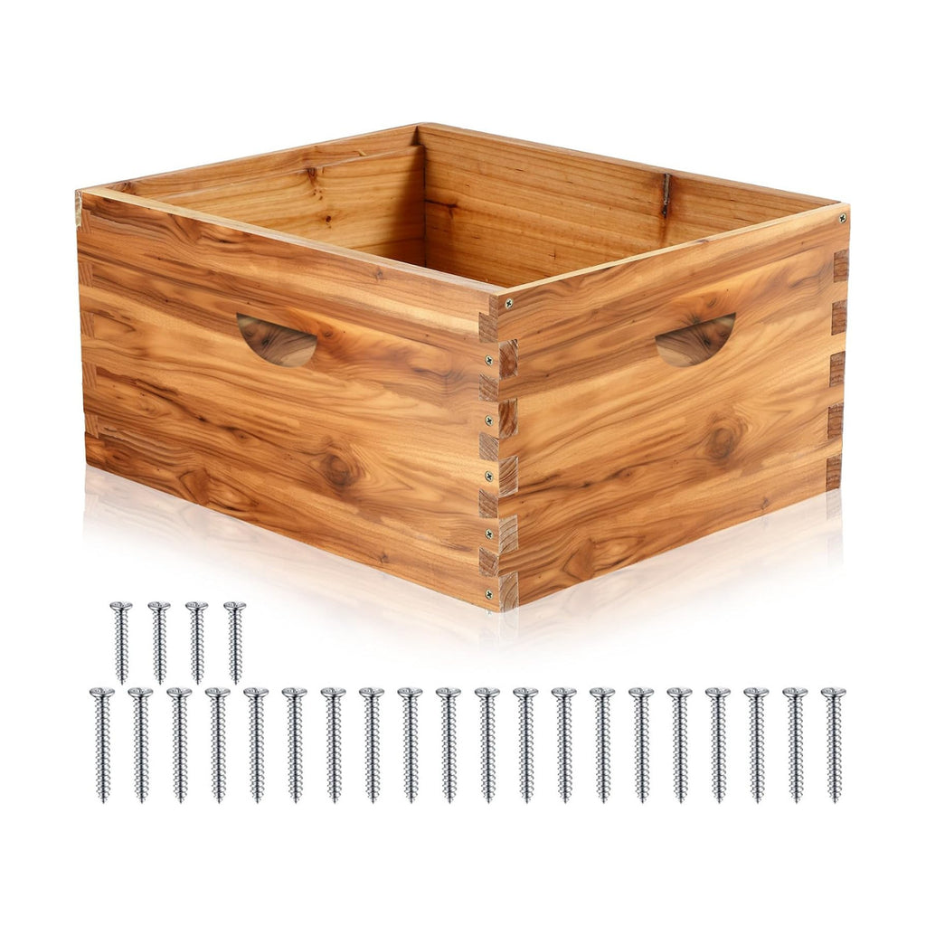 Colingmill 1 Pieces Deep Bee Box for 10 Frame Unassembled Hive Brood Box with Wax Coating,Beekeeping Brood Boxes with