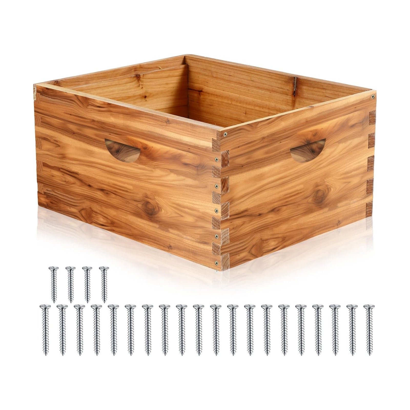 Colingmill 1 Pieces Deep Bee Box for 10 Frame Unassembled Hive Brood Box with Wax Coating,Beekeeping Brood Boxes with