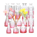 Glass Pink Bud Vase Set of 18,Small Glass Vintage Vases for Flowers
