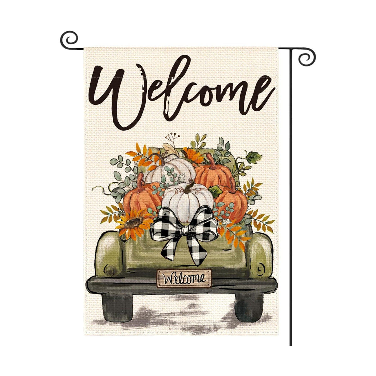 AVOIN colorlife Truck Fall Garden Flag 12x18 Inch for Outside