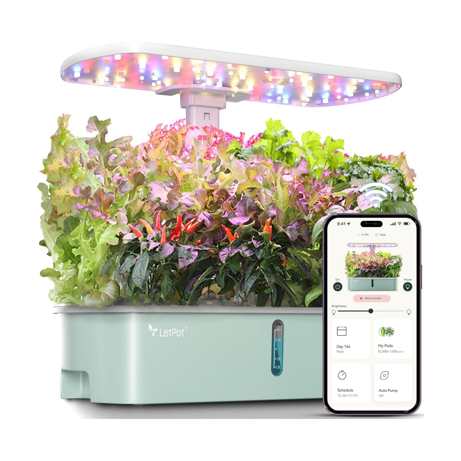 LetPot LPH-Air Hydroponics Growing System Kits, APP & WiFi Controlled Smart Indoor Garden with Adjustable 24W Grow