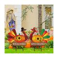 JarThenaAMCS 2 Pack Thanksgiving Fall Metal Garden Stakes Decorations Turkey Pumpkin Welcome Yard Sign for Autumn Harvest Outdoor Lawn Patio Walkway