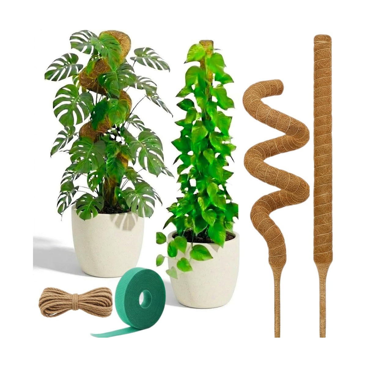 28 Inch 2 Pack Bendable Moss Pole Monstera Plant Support | Plant Stakes for Indoor Plants | Coconut Fiber Moss Poles for Climbing Plant| Handmade Coco Coir Plant Sticks for Potted Plants