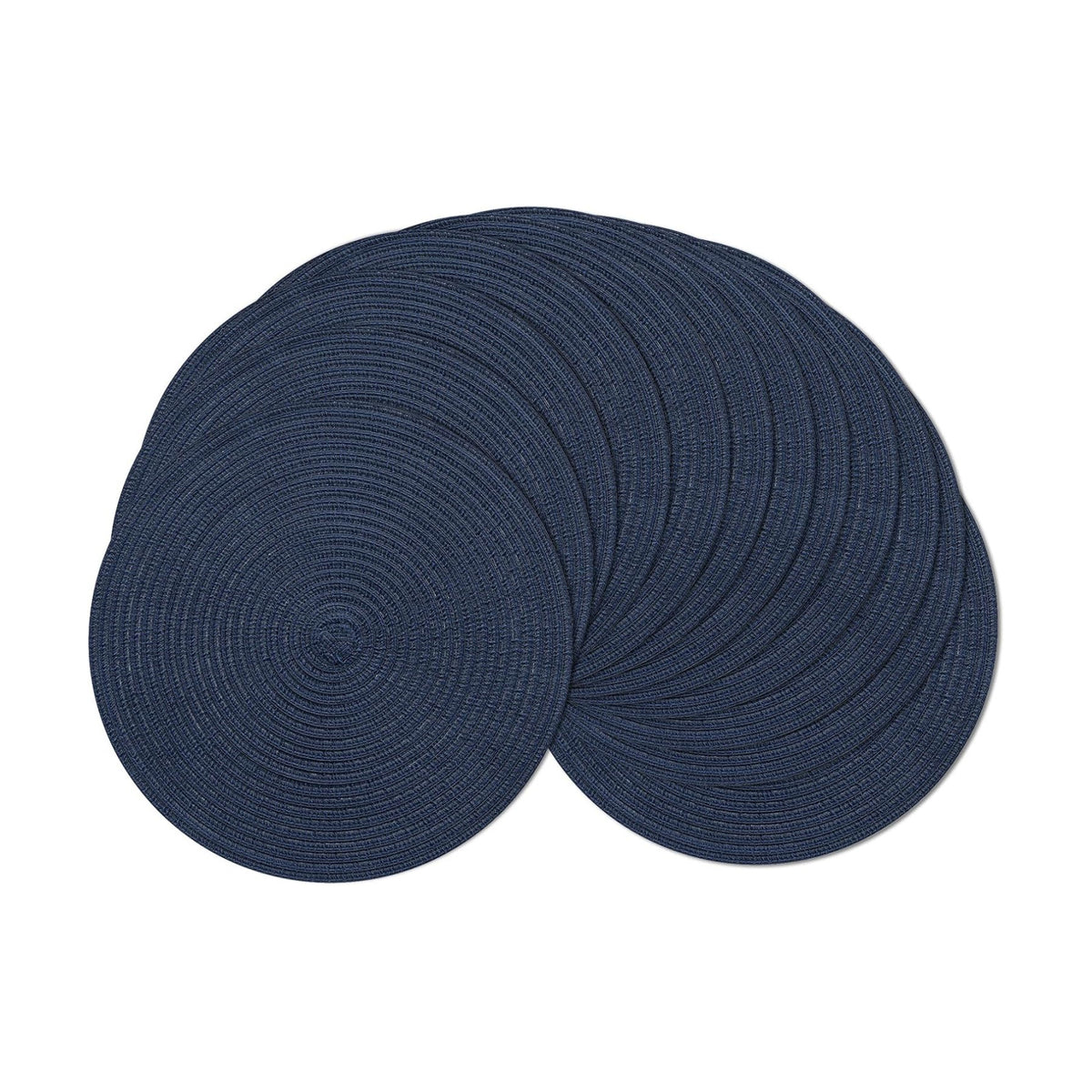 SHACOS 15 inch Round Placemats Set of 12 for Dining Table Braided Circle Place Mats Kitchen Table Placemat Washable Table Mats, Navy Blue