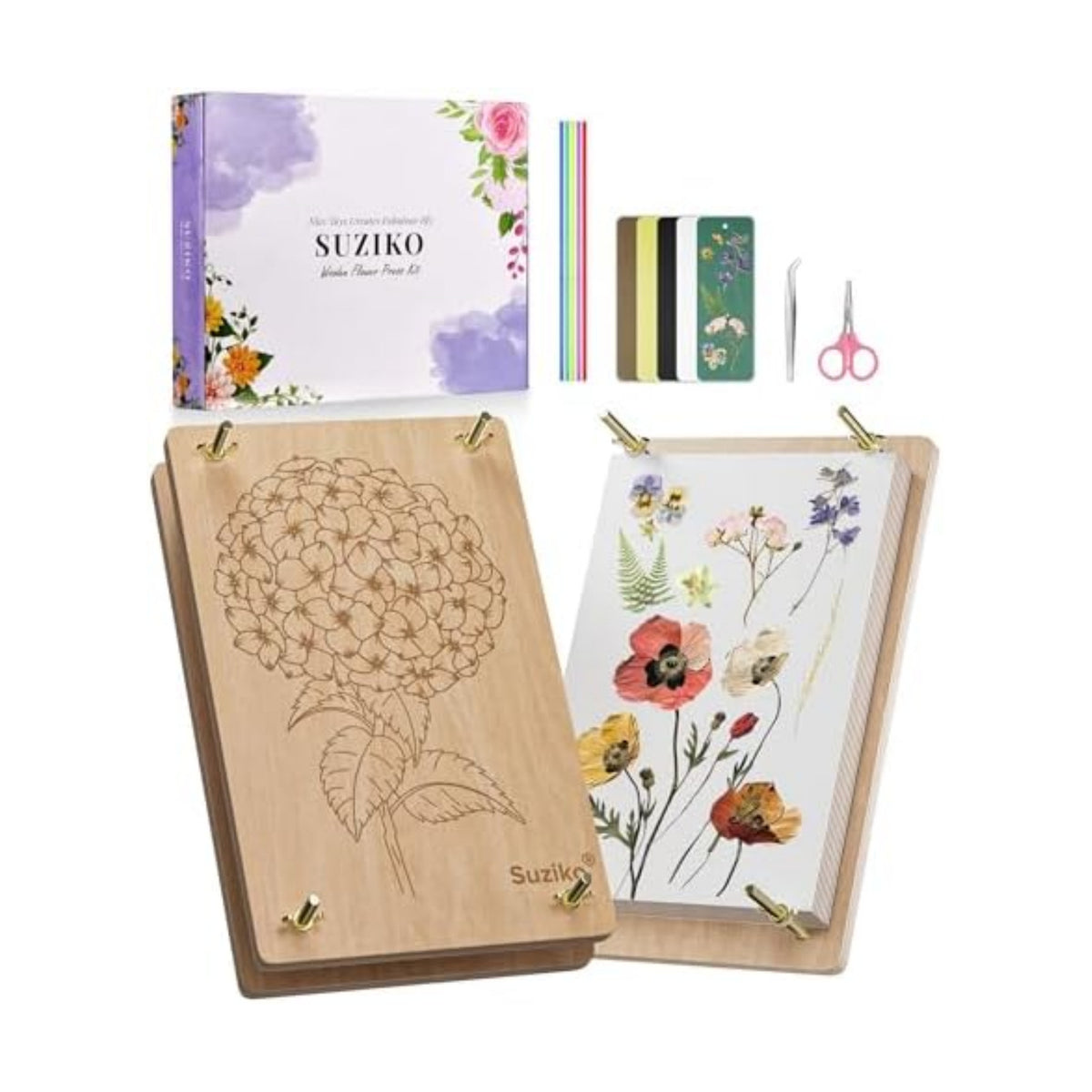 Suziko Large Flower Press Kit for Adults Kids 10.8 x 6.9 inch, Flower Plant Preservation Kit Arts and Crafts for Adults Leaf Press, Great Gift for Lovers, Medium Hydrangea