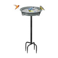 39In Freestanding Birdbaths Bowl Outdoor, Free Standing Garden Bird Bath Bird Feeder Bowl with Metal Stake, Detachable Decoration Spa Birdfeeder for Garden Patio Yard Lawn, 4 Spiky Feet (Grey)