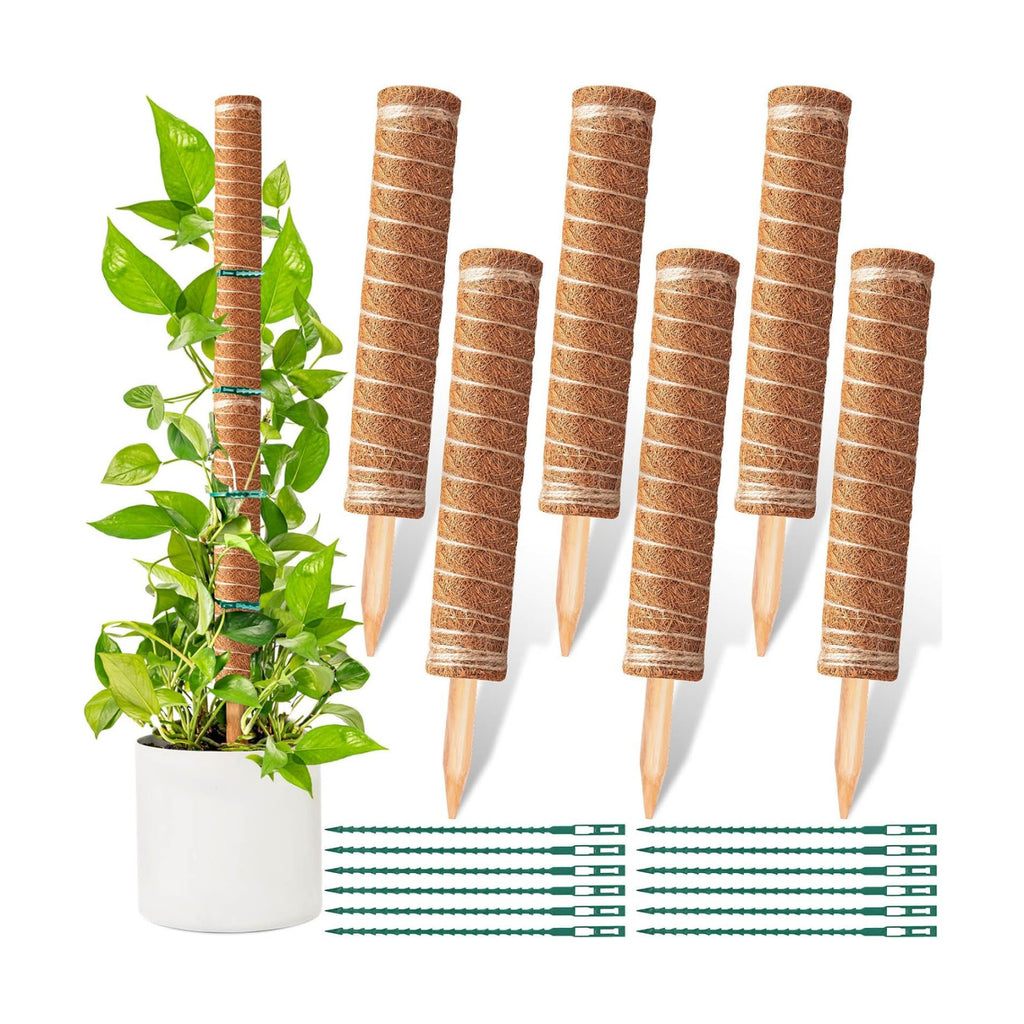 Coir Totem Pole for Climbing Plants, 6 Pcs 12'' Coir Moss Totem Stick