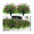 Sggvecsy 12 Bundles Artificial Plants Outdoor Faux Lavender Flowers Fake Monkey Grass UV Resistant Plastic Greenery Plants for Garden Home Porch Window Patio Hanging Planter Indoor Decor (Magenta)