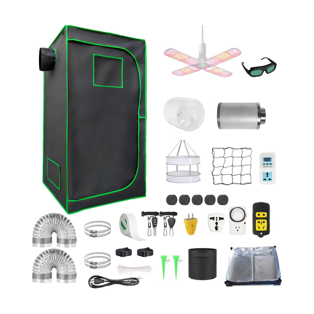 Grow Tent Kit Complete 2.7x2.7 ft High Reflective Mylar Hydroponics Indoor Plant Growing Tent with LED Grow Light