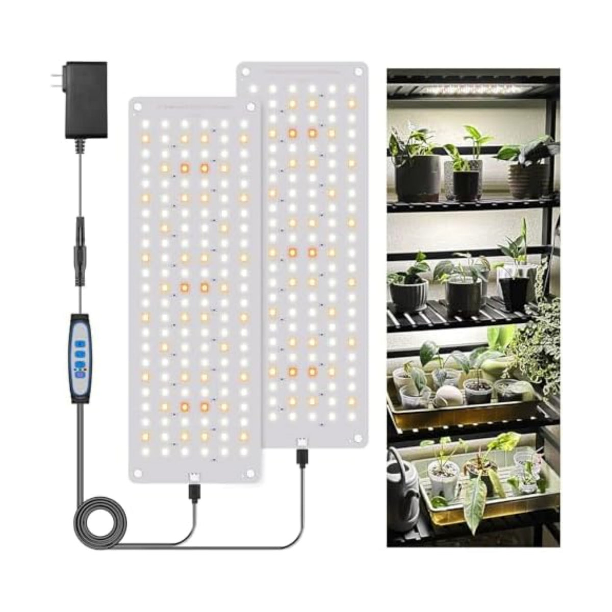 Garpsen Grow Light, 276 LEDs Full Spectrum 6000K Plant Light, 2Panels