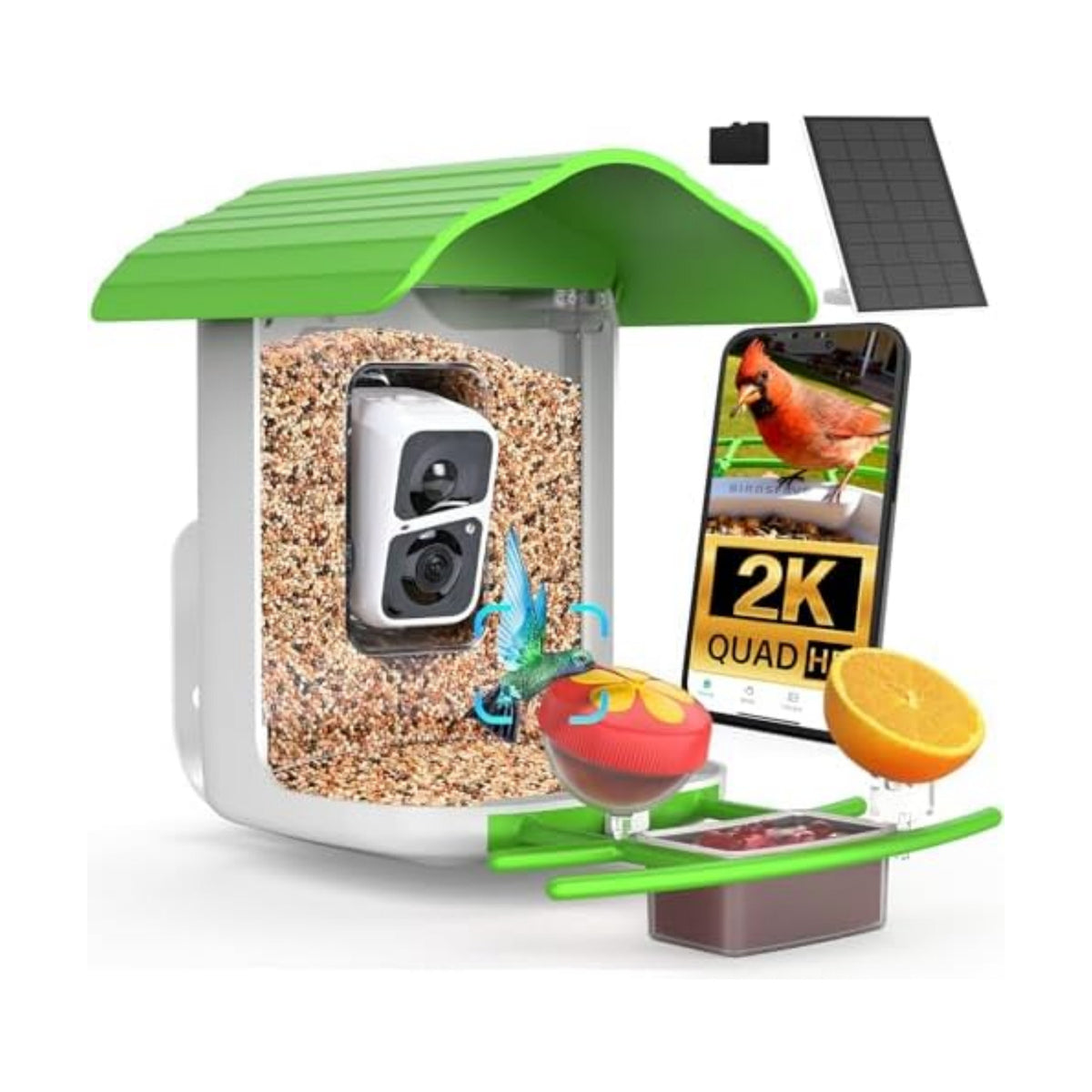 birdsnap® PAV Bird Feeder with Camera Solar Powered 2K Live Video 64GB Card