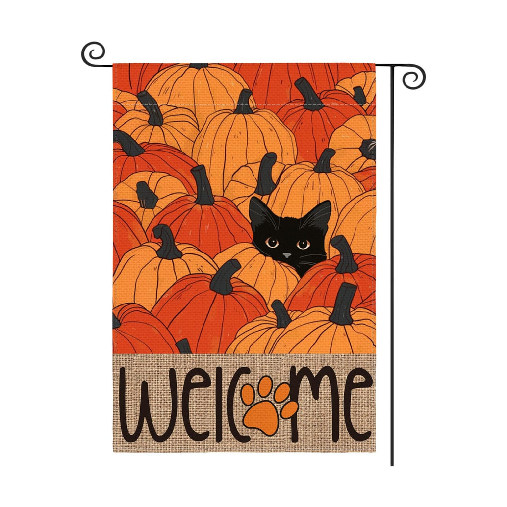 AVOIN colorlife Black Cat Pumpkins Fall Garden Flag 12x18 Inch Outside