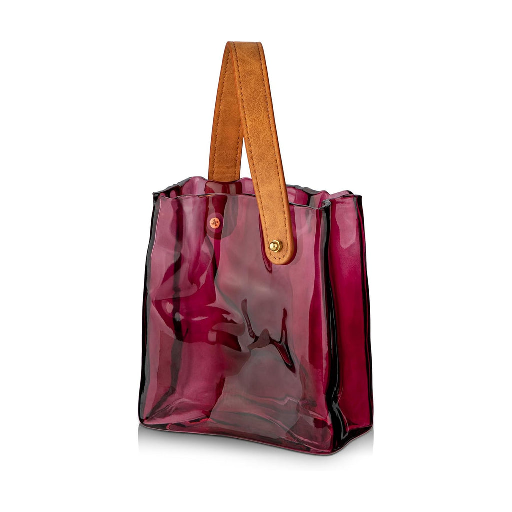 Glass Purse Vase for Flowers Brownish Purple Vases for Centerpieces