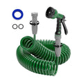 SPECILITE 3/8" Lightweight Coil Garden Hose 75 FT, EVA Flexible Water Hose | Curly Pipe with 6-Pattern Spray Nozzle for