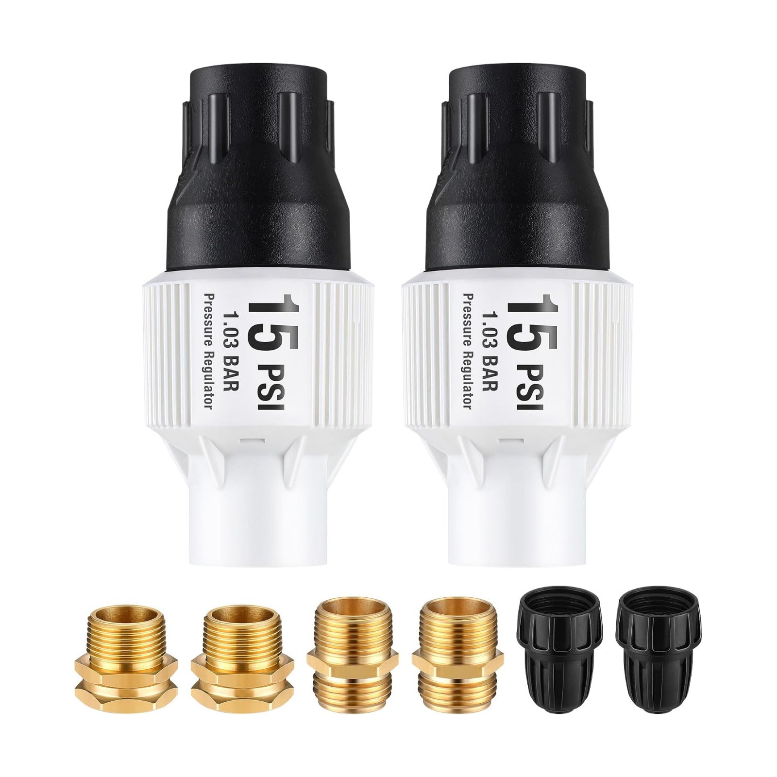 2 Pack Drip Irrigation Pressure Regulator Kit, 15 PSI | 15 PSI Pressure Regulator, Water Backflow Preventer for 3/4"