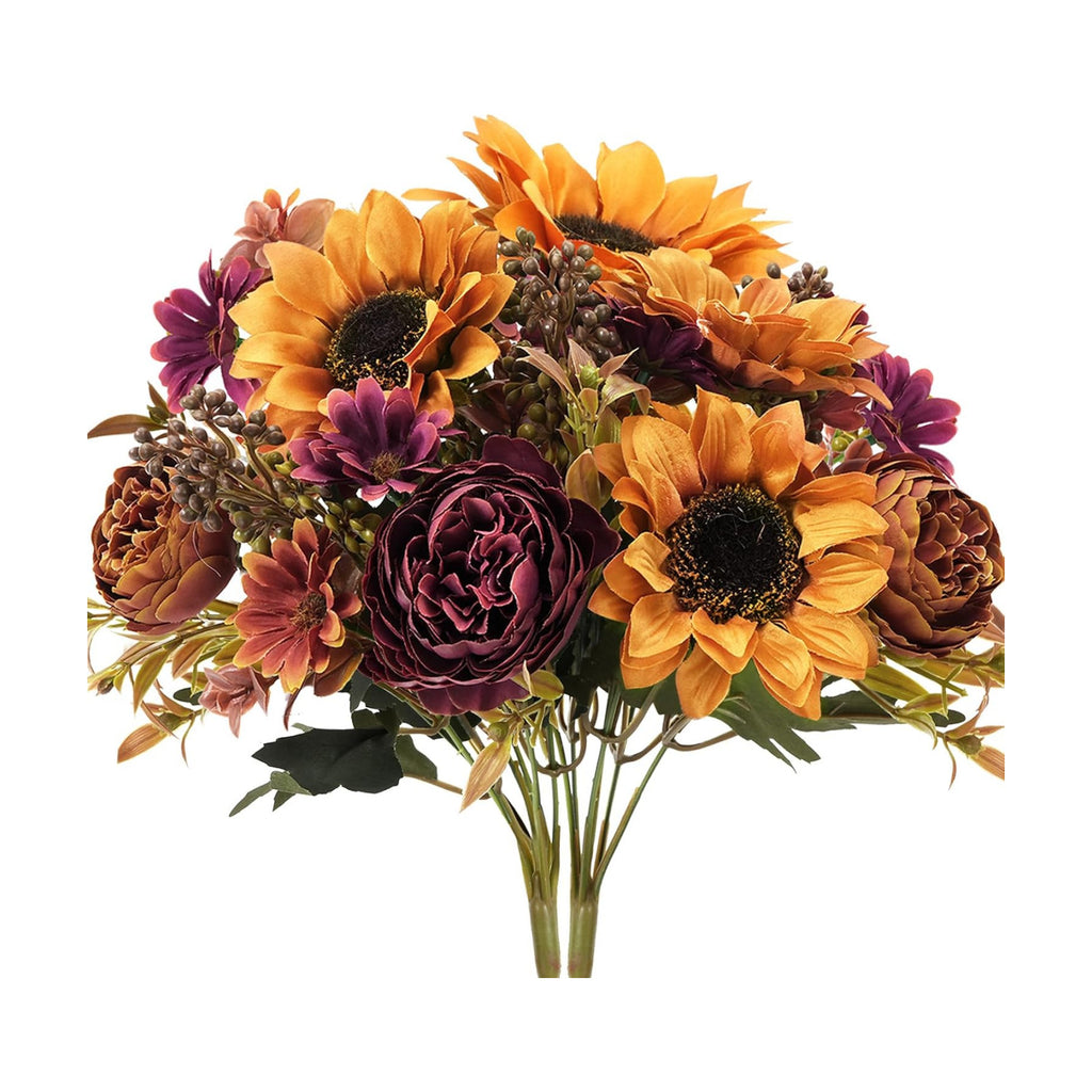 GTIDEA 2 Bundles Fall Artificial Flowers Bouquet, Fake Sunflowers Flowers