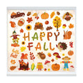 Whaline 9 Sheets Happy Fall Thanksgiving Window Clings Autumn Cute Cartoon Window Stickers Static Reusable Glass Decals for Harvest Party Home Classroom Office Decor Supplies