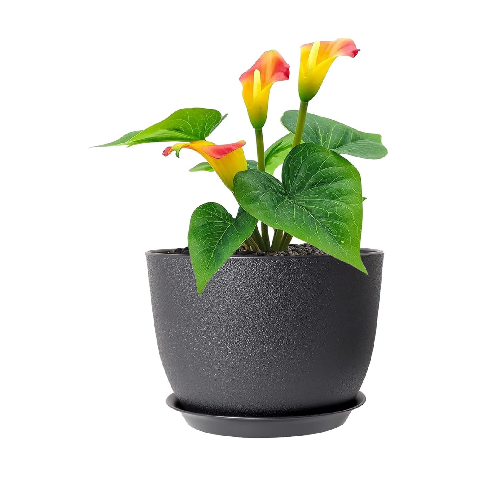 Meowell 12 inch Large Plant Pots, Plastic Planters with Drainage Holes and Saucers, Flower Pots for Indoor Outdoor